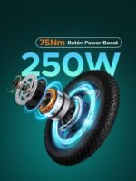 ENGWE L20 Boost Bicicleta Eléctrica Fatbike Step-Through 20" – 250W 75Nm, 48V 13Ah, 126km, 7V, Cesta, Negro - Imagen 5