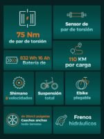 ENGWE Engine Pro 2.0 Bicicleta Eléctrica Plegable Fatbike 20" – 250W 75Nm, 16Ah 768Wh 110km, Hidráulicos, Suspensión Total, Verde - Imagen 6