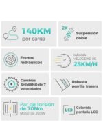 ENGWE E26 Step-Through Bicicleta Eléctrica MTB Fatbike 26" – 250W, 48V 16Ah, 140km, Paso Bajo, Doble Suspensión, Gris - Imagen 8