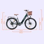 Antgooat Bicicleta Eléctrica Urbana 26" – 250W, 36V 360Wh, 90km, Cesta y Portaequipajes, Guardabarros, Verde Mujer - Imagen 7