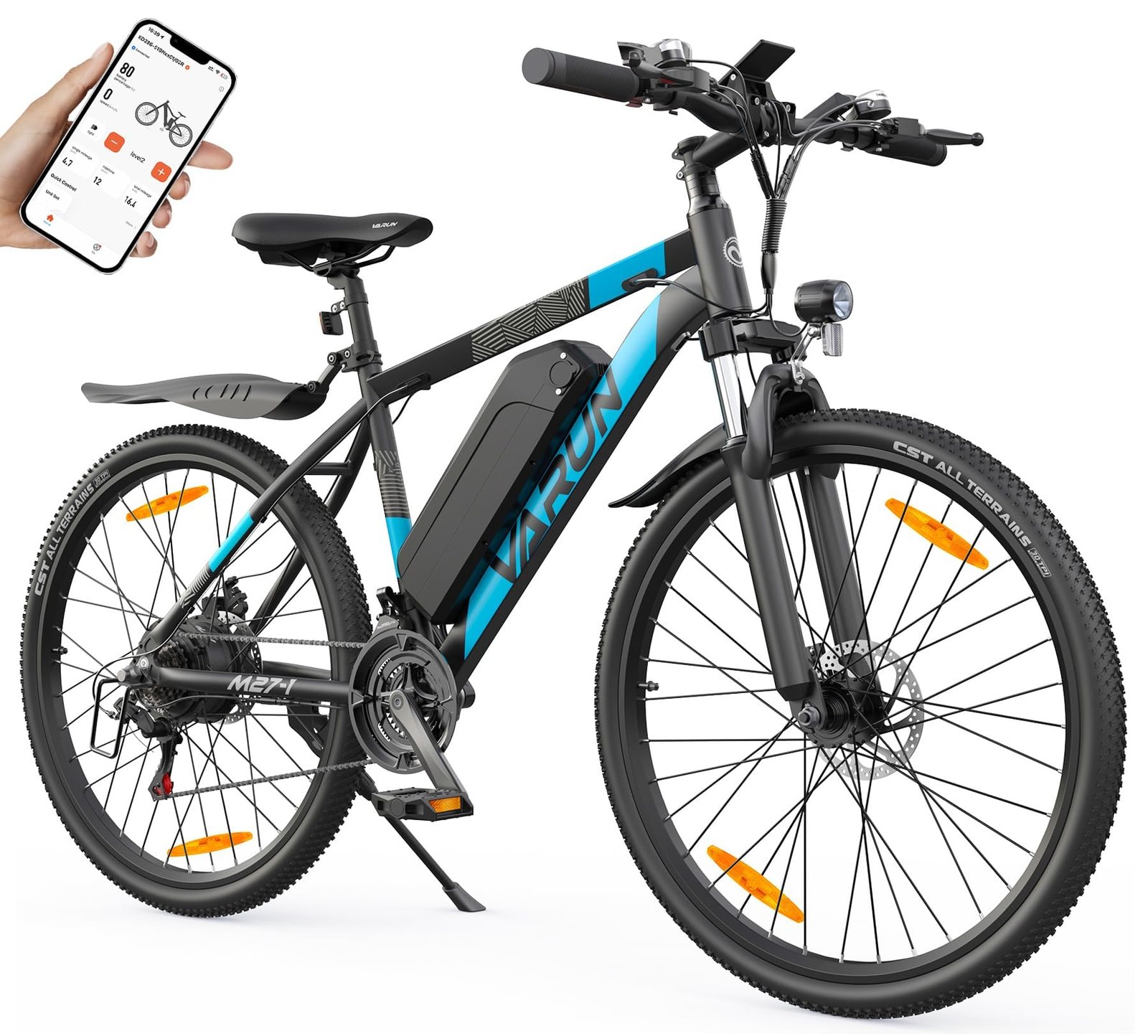714C7TXS_kL VARUN Bicicleta Eléctrica MTB 27,5" Azul – 250W, 48V 624Wh, 100km, 21 Velocidades, App GPS Key-Disp - Imagen 1