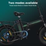 HITWAY BK11 Bicicleta Eléctrica Plegable Fatbike 20" – 250W, 36V 12Ah, 90km, Doble Suspensión, 7 Velocidades, Negro Verde - Imagen 4