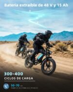 OUXI V8 Bicicleta Eléctrica Fatbike 20" – 250W 60Nm, 48V 15Ah 60km, Frenos Hidráulicos, Bluetooth, Portaequipajes, Negro - Imagen 8