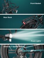 ENGWE L20 Boost Bicicleta Eléctrica Fatbike Step-Through 20" Azul – 250W 75Nm, 48V 13Ah, 126km, Cesta, 7V - Imagen 4