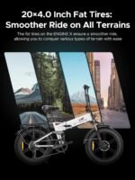 ENGWE Engine X Bicicleta Eléctrica Plegable Fatbike 20" – 250W, 48V 13Ah, 120km, Suspensión Completa, 7V, Aluminio 6061, Blanco - Imagen 3