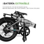 LEGEND EBIKES Monza Bicicleta Eléctrica Plegable 20" – 250W, 36V 14Ah 100km, Mahle Bluetooth, Shimano 6V, Frenos Hidráulicos, Gris - Imagen 6