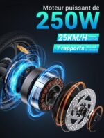 HillMiles MilePort 1 Bicicleta Eléctrica Plegable Fatbike 20" – 250W, 36V 13Ah, 100km, Doble Suspensión, 7V, Negro - Imagen 9