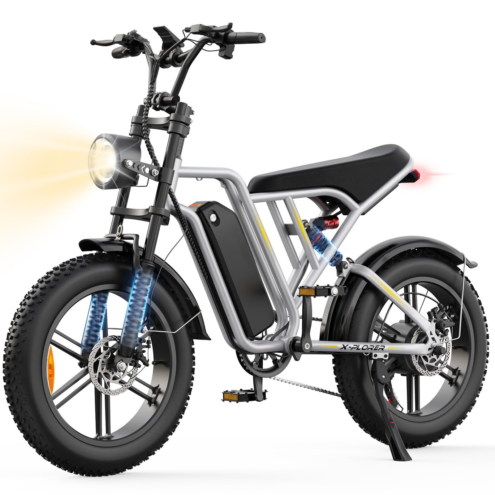 71o7GFZTXTL AOIHO Bicicleta Eléctrica Plegable Fatbike 20" – 250W 55Nm, 48V 13Ah 624Wh, 100km, Suspensión Completa, 7V, Plata - Imagen 1