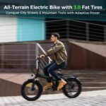 HITWAY BK11 Bicicleta Eléctrica Plegable Fatbike 20" – 250W, 36V 12Ah, 90km, Doble Suspensión, 7 Velocidades, Negro Verde - Imagen 3