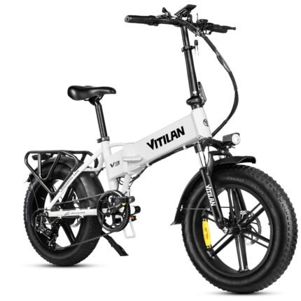 Zylvro V3 Bicicleta Eléctrica Plegable Fatbike 20" – 250W, 48V 13Ah, 110km Autonomía, 7 Velocidades, Blanco
