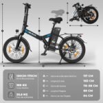 VARUN Bicicleta Eléctrica Plegable 20" – 250W, 48V 374Wh, 70km Autonomía, Pantalla LCD, 7 Velocidades, Negro - Imagen 2