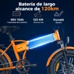 ENGWE EP-2 Boost Bicicleta Eléctrica Plegable Fatbike 20" – 250W, 48V 13Ah, 100km, Sensor Par, Frenos 180mm, 7V, Negro - Imagen 7