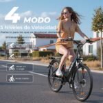 VARUN Bicicleta Eléctrica Trekking 28" – 250W, 48V 499Wh, 100km Autonomía, 7 Velocidades, Certificación StVZO, Negro - Imagen 5