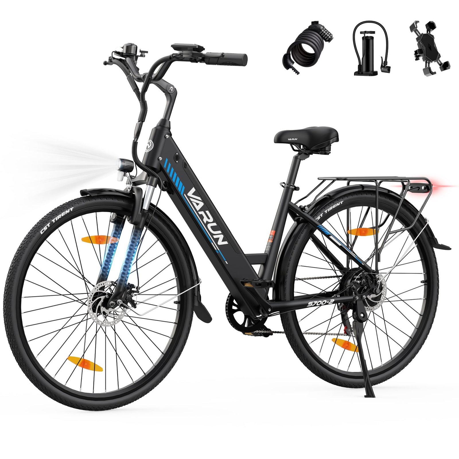 811V9o1pDAL VARUN Bicicleta Eléctrica Trekking 28" – 250W, 48V 499Wh, 100km Autonomía, 7 Velocidades, Certificación StVZO, Negro - Imagen 1