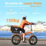ENGWE EP-2 Boost Bicicleta Eléctrica Plegable Fatbike 20" – 250W, 48V 13Ah, 100km, Sensor Par, Frenos 180mm, 7V, Negro - Imagen 2