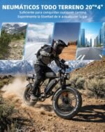 OUXI V8 Bicicleta Eléctrica Fatbike 20" – 250W 60Nm, 48V 15Ah 60km, Frenos Hidráulicos, Bluetooth, Portaequipajes, Negro - Imagen 6