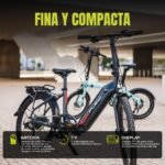 Flebi Swan Bicicleta Eléctrica Plegable 24" – 250W, 10.4Ah 70km, Frenos Hidráulicos, Schwalbe, 7V, 130kg, Gris - Imagen 6