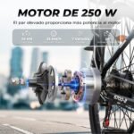 VARUN Bicicleta Eléctrica Trekking 28" – 250W, 48V 499Wh, 100km Autonomía, 7 Velocidades, Certificación StVZO, Negro - Imagen 7