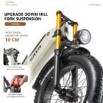 CEAYA A20 Pro Bicicleta Eléctrica Plegable Fatbike 20" – 250W 75Nm, 48V 20Ah 960Wh, 100km, Frenos Hidráulicos, Gris - Imagen 8