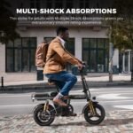 ENGWE T14 Bicicleta Eléctrica Plegable 14" – 250W, 48V 10Ah, 80km, Amortiguación 360°, 3 Modos, Azul - Imagen 5