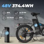 VARUN Bicicleta Eléctrica Plegable 20" – 250W, 48V 374Wh, 70km Autonomía, Pantalla LCD, 7 Velocidades, Negro - Imagen 6