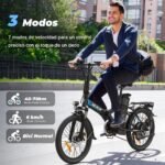 VARUN Bicicleta Eléctrica Plegable 20" – 250W, 48V 374Wh, 70km Autonomía, Pantalla LCD, 7 Velocidades, Negro - Imagen 5