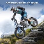 AOIHO Bicicleta Eléctrica Plegable Fatbike 20" – 250W 55Nm, 48V 13Ah 624Wh, 100km, Suspensión Completa, 7V, Plata - Imagen 4