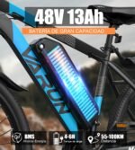 VARUN Bicicleta Eléctrica MTB 27,5" Azul – 250W, 48V 624Wh, 100km, 21 Velocidades, App GPS Key-Disp - Imagen 7