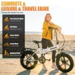 Zylvro V3 Bicicleta Eléctrica Plegable Fatbike 20" – 250W, 48V 13Ah, 110km Autonomía, 7 Velocidades, Blanco - Imagen 7