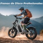 AOIHO Bicicleta Eléctrica Plegable Fatbike 20" – 250W 55Nm, 48V 13Ah 624Wh, 100km, Suspensión Completa, 7V, Plata - Imagen 3