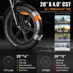 Zylvro V3 Bicicleta Eléctrica Plegable Fatbike 20" – 250W, 48V 13Ah, 110km Autonomía, 7 Velocidades, Blanco - Imagen 6