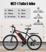 VARUN Bicicleta Eléctrica MTB 27,5" – 250W, 48V 624Wh, 100km Autonomía, 21 Velocidades, GPS App, Rojo - Imagen 2