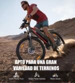 VARUN Bicicleta Eléctrica MTB 27,5" – 250W, 48V 624Wh, 100km Autonomía, 21 Velocidades, GPS App, Rojo - Imagen 4