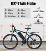 VARUN Bicicleta Eléctrica MTB 27,5" Azul – 250W, 48V 624Wh, 100km, 21 Velocidades, App GPS Key-Disp - Imagen 2