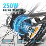 Powerme Bicicleta Eléctrica MTB 27,5" – 250W, 36V 18Ah 648Wh, 8 Velocidades, Frenos Hidráulicos, Suspensión 100mm, Negro - Imagen 7