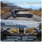 AOIHO Bicicleta Eléctrica Plegable Fatbike 20" – 250W 55Nm, 48V 13Ah 624Wh, 100km, Suspensión Completa, 7V, Plata - Imagen 5