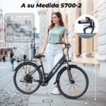 VARUN Bicicleta Eléctrica Trekking 28" – 250W, 48V 499Wh, 100km Autonomía, 7 Velocidades, Certificación StVZO, Negro - Imagen 3