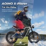 AOIHO Bicicleta Eléctrica Plegable Fatbike 20" – 250W 55Nm, 48V 13Ah 624Wh, 100km, Suspensión Completa, 7V, Plata - Imagen 2