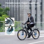 Touroll Urbano 3 Bicicleta Eléctrica Urbana – Motor Central 250W 70Nm, 13Ah 120km, Frenos Hidráulicos, Shimano 7V, Gris - Imagen 6