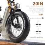 CEAYA A20 Pro Bicicleta Eléctrica Plegable Fatbike 20" – 250W 75Nm, 48V 20Ah 960Wh, 100km, Frenos Hidráulicos, Gris - Imagen 5