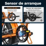 ENGWE EP-2 Boost Bicicleta Eléctrica Plegable Fatbike 20" – 250W, 48V 13Ah, 100km, Sensor Par, Frenos 180mm, 7V, Negro - Imagen 5