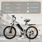 VARUN Bicicleta Eléctrica MTB 24" – 250W, 36V 280Wh, 50km Autonomía, 5 Modos, Certificación StVZO, Blanco - Imagen 3