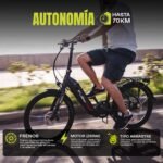 Flebi Swan Bicicleta Eléctrica Plegable 24" – 250W, 10.4Ah 70km, Frenos Hidráulicos, Schwalbe, 7V, 130kg, Gris - Imagen 7